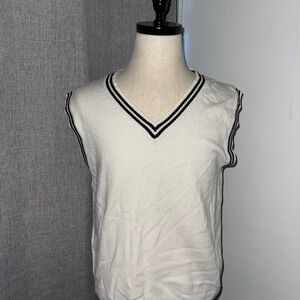 SHEIN White V-Neck Men's Sweater